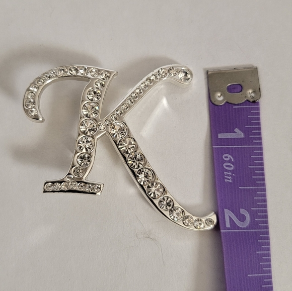 Letter K Rhinestone Brooch/Lapel Pin - Picture 7 of 15